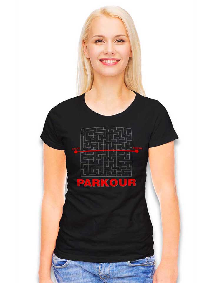 parkour-start-finish-damen-t-shirt schwarz 2