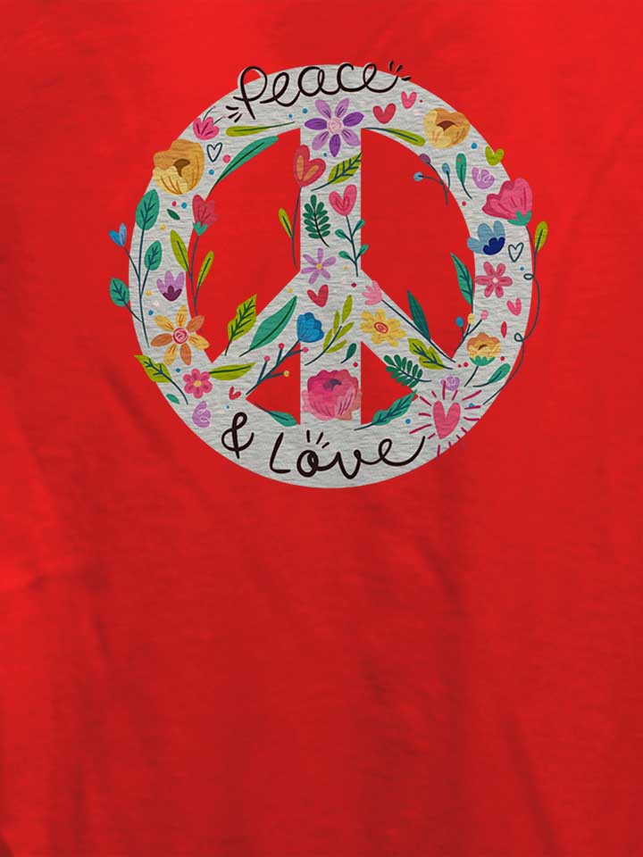 peace-and-love-floral-sign-damen-t-shirt rot 4