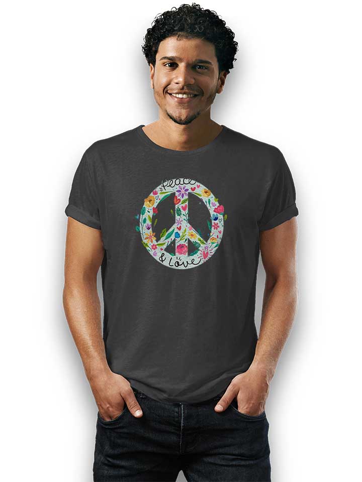 peace-and-love-floral-sign-t-shirt dunkelgrau 2
