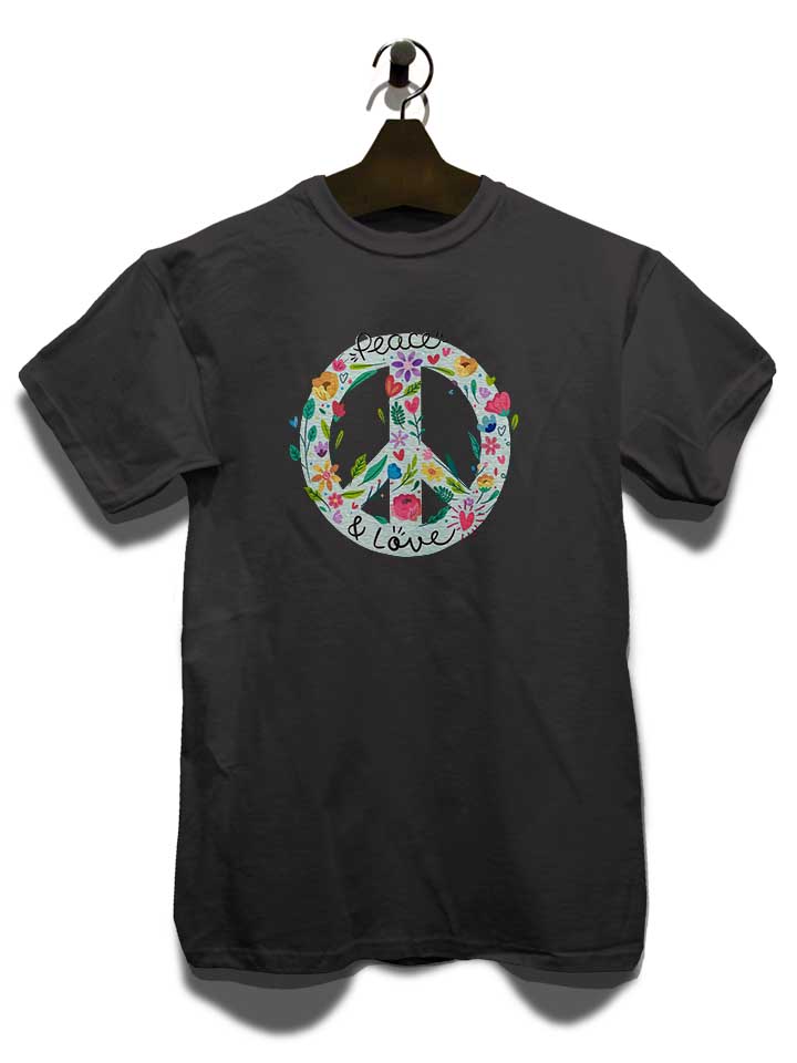 peace-and-love-floral-sign-t-shirt dunkelgrau 3