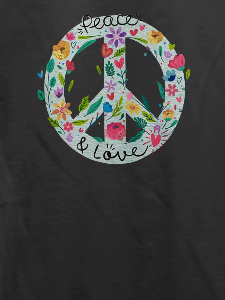 peace-and-love-floral-sign-t-shirt dunkelgrau 4