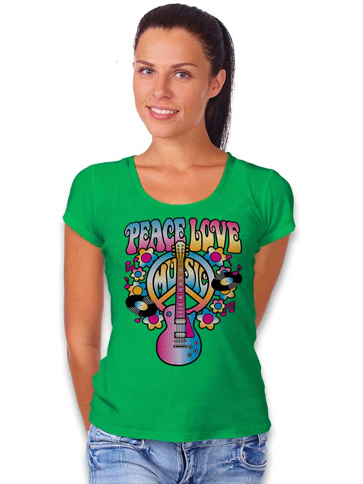 peace-love-music-damen-t-shirt gruen 2