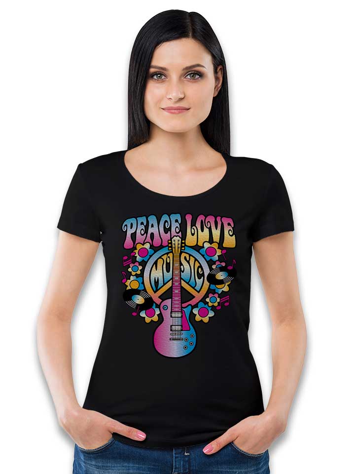 peace-love-music-damen-t-shirt schwarz 2