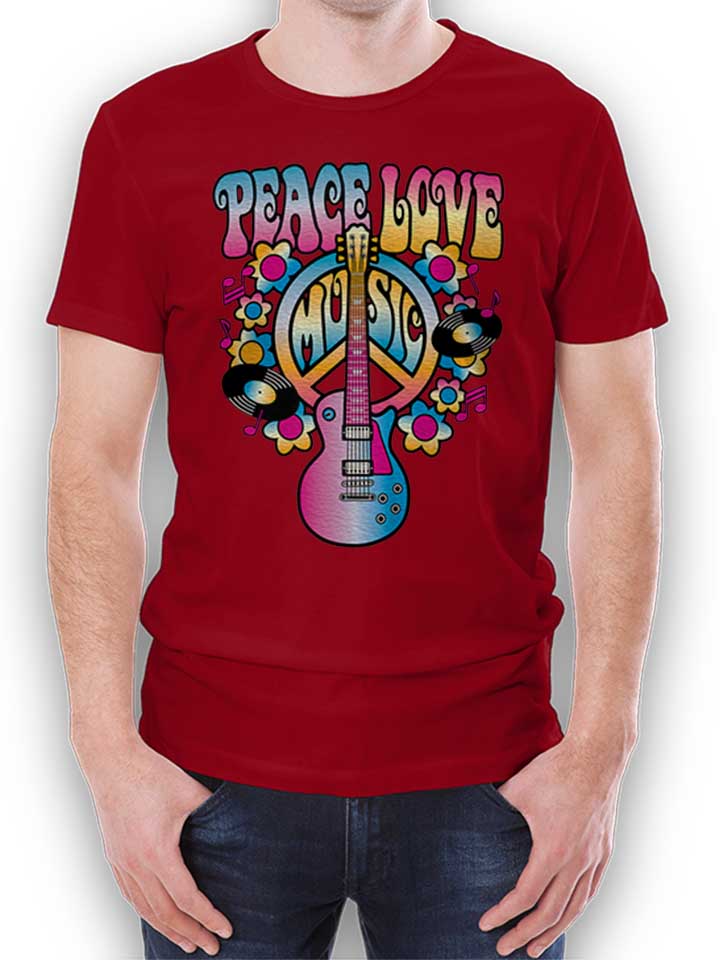 peace-love-music-t-shirt bordeaux 1