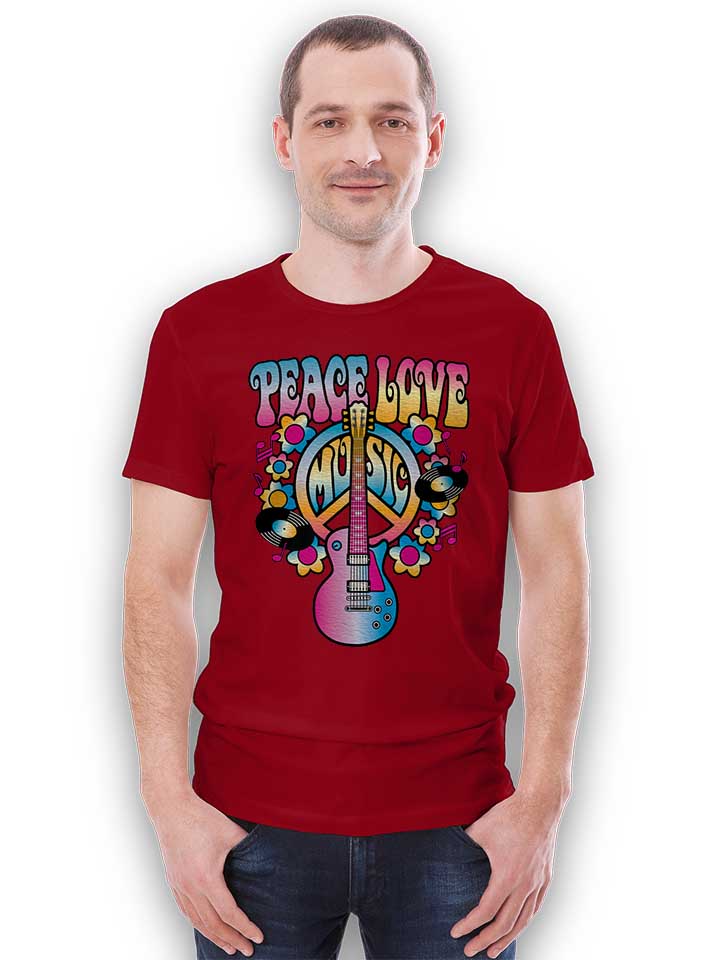 peace-love-music-t-shirt bordeaux 2