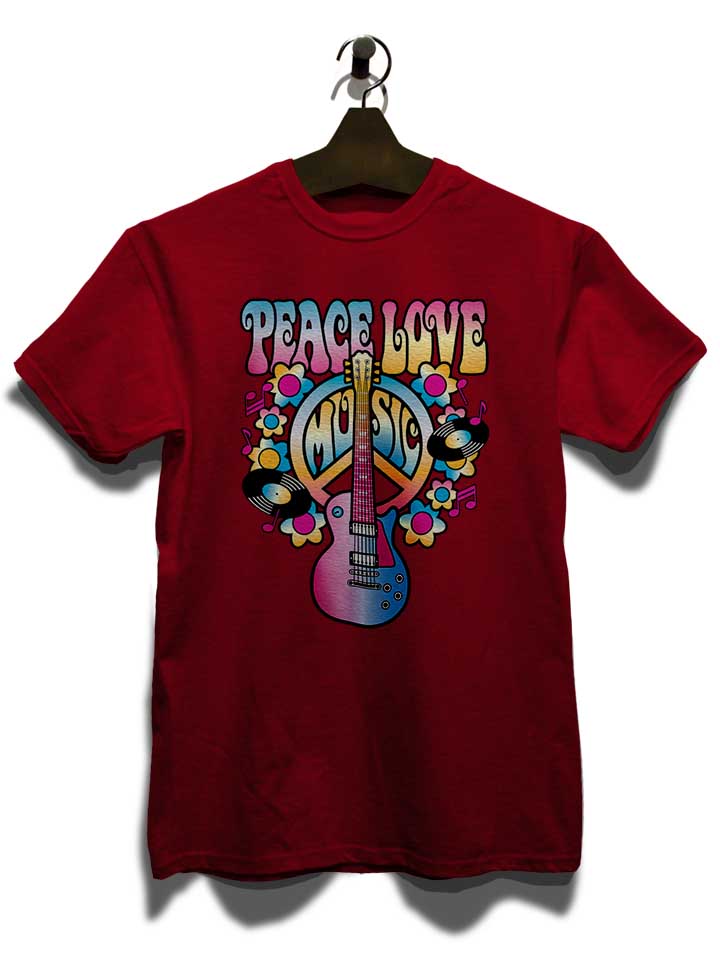 peace-love-music-t-shirt bordeaux 3