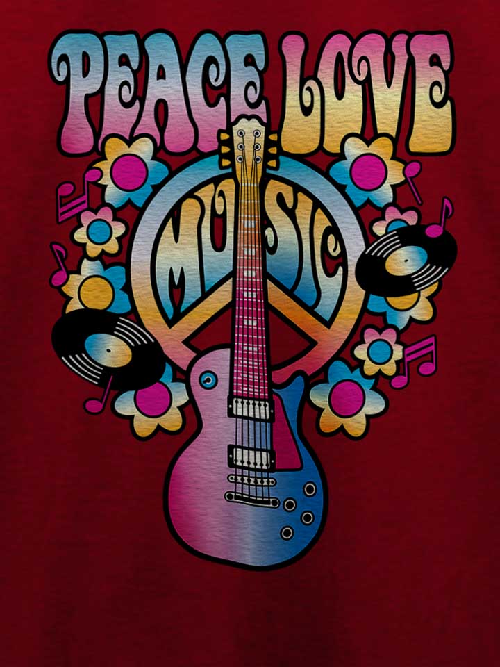 peace-love-music-t-shirt bordeaux 4