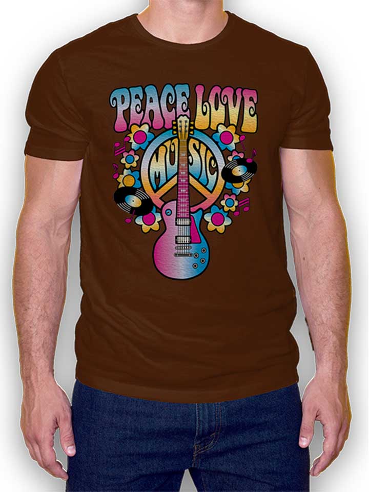 Peace Love Music T-Shirt marron L