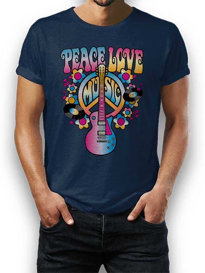 Peace Love Music T-Shirt dunkelblau L