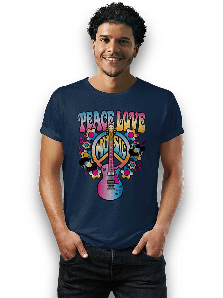 peace-love-music-t-shirt dunkelblau 2