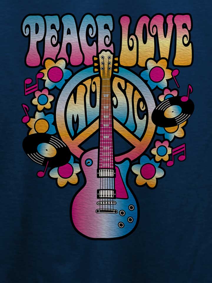 peace-love-music-t-shirt dunkelblau 4