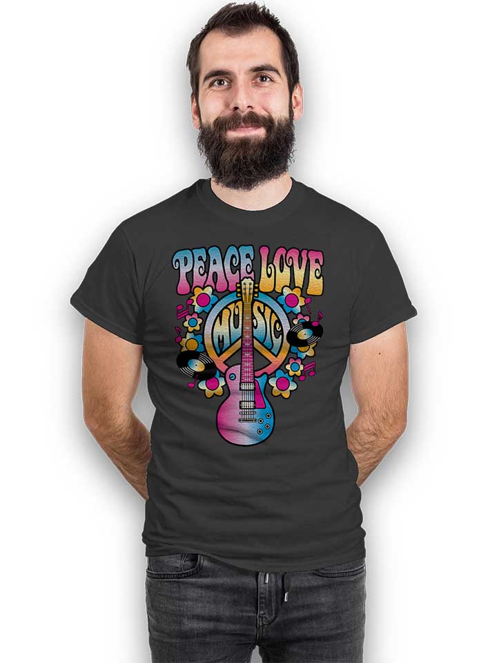 peace-love-music-t-shirt dunkelgrau 2