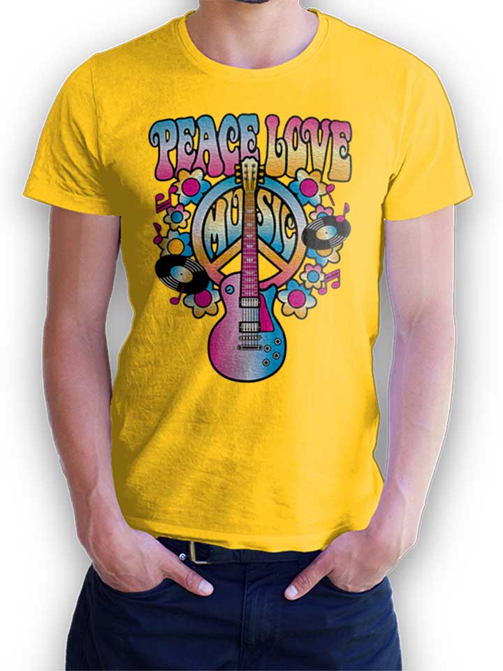 Peace Love Music T-Shirt gelb L