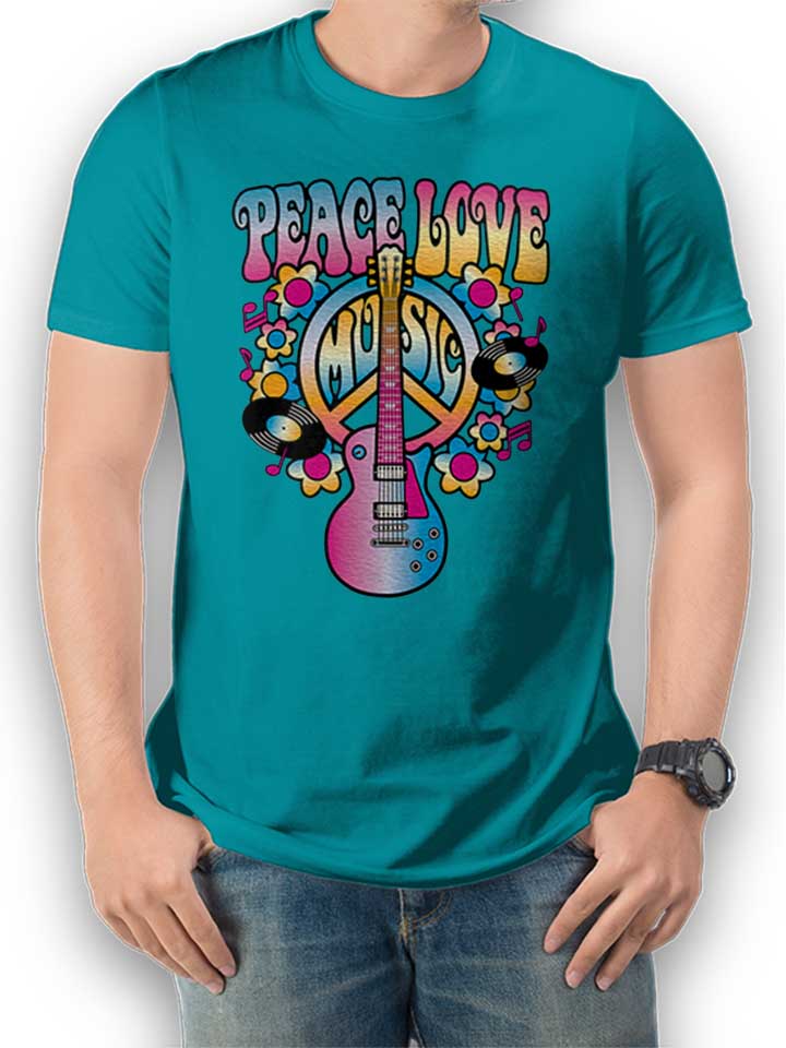 Peace Love Music T-Shirt turquoise L