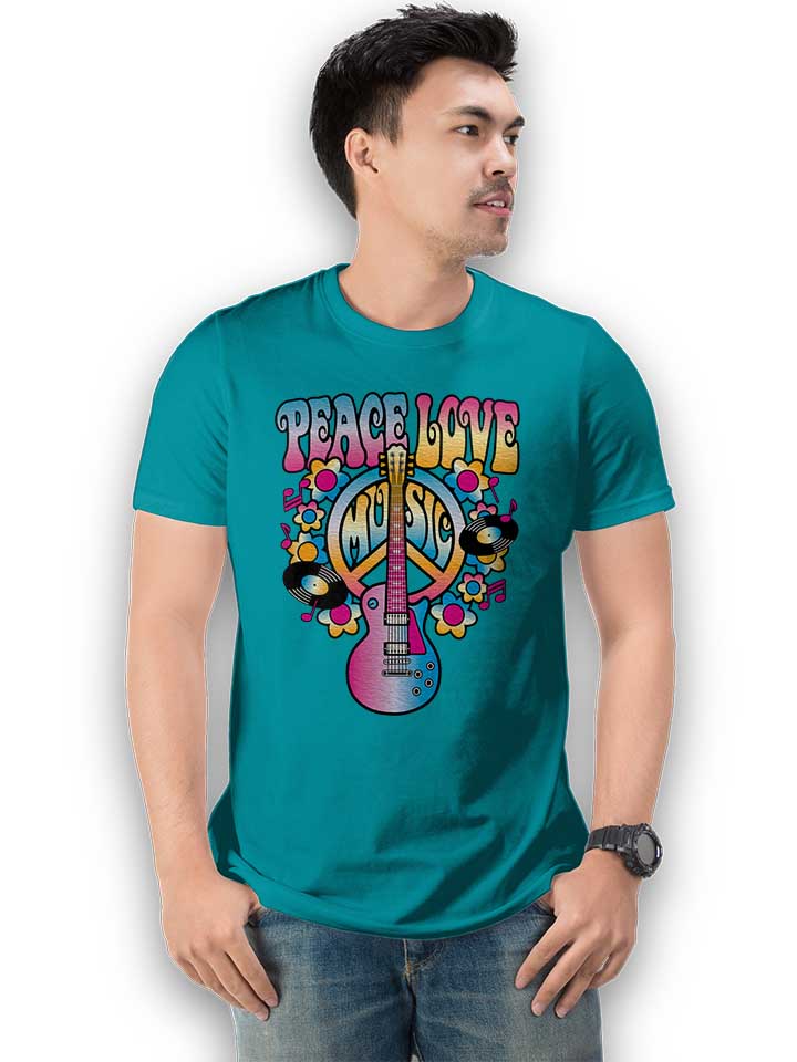 peace-love-music-t-shirt tuerkis 2