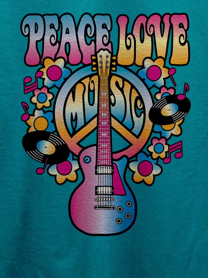 peace-love-music-t-shirt tuerkis 4