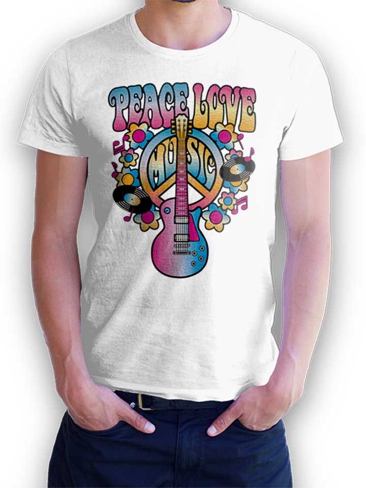 Peace Love Music T-Shirt weiss L