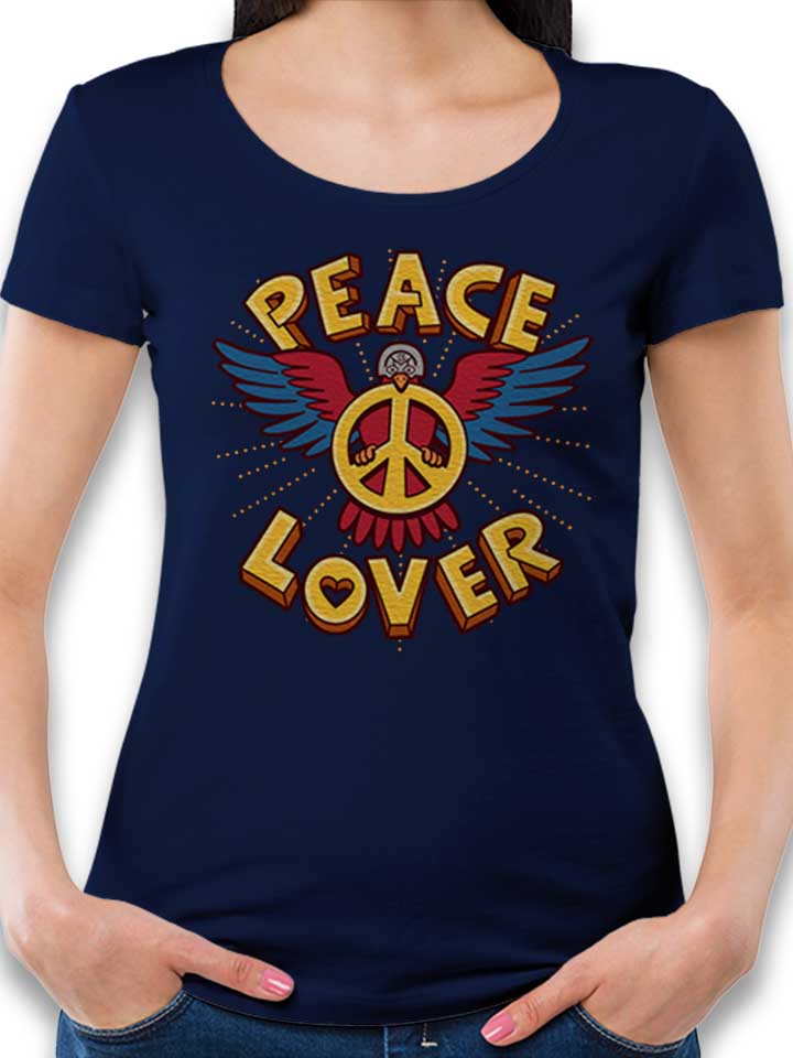 Peace Lover Damen T-Shirt dunkelblau L