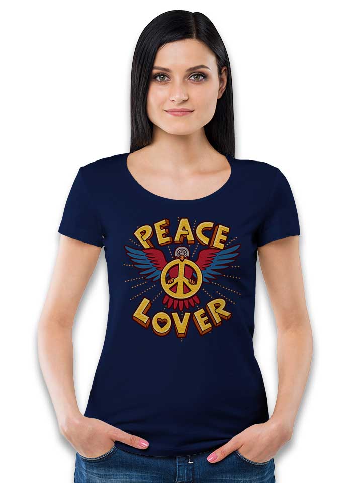 peace-lover-damen-t-shirt dunkelblau 2
