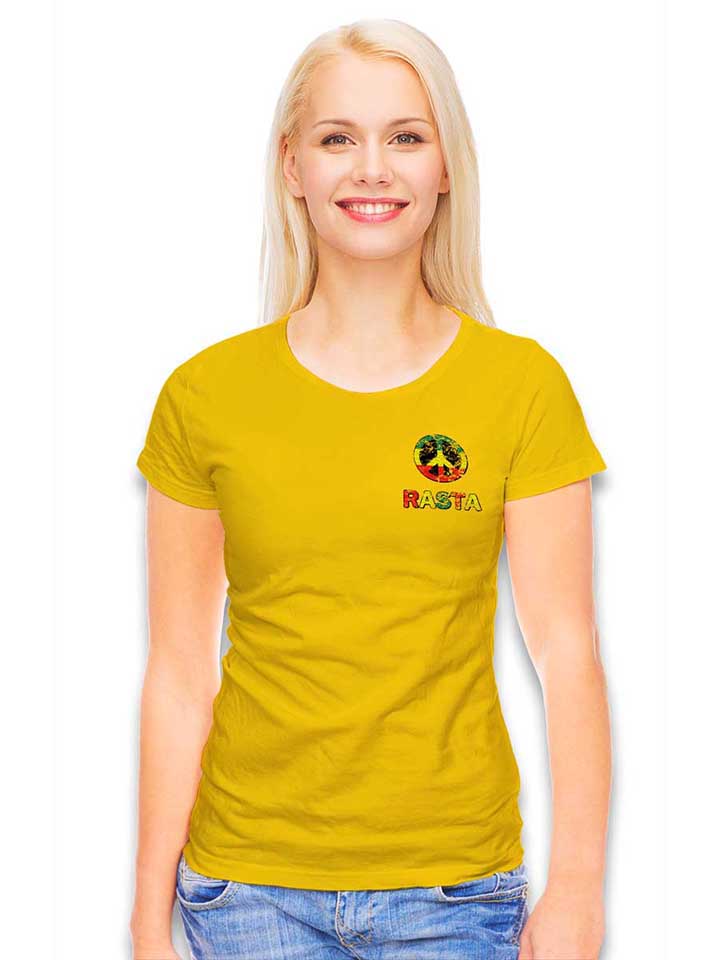 peace-rasta-vintage-chest-print-damen-t-shirt gelb 2