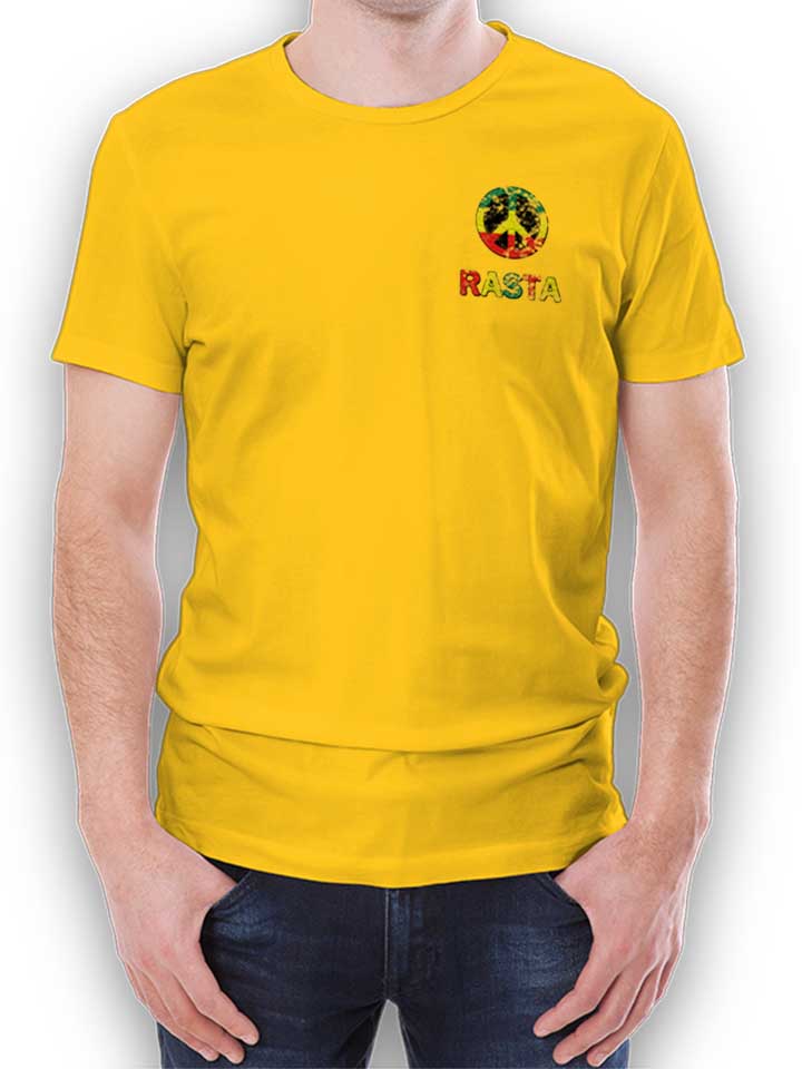 Peace Rasta Vintage Chest Print T-Shirt jaune L
