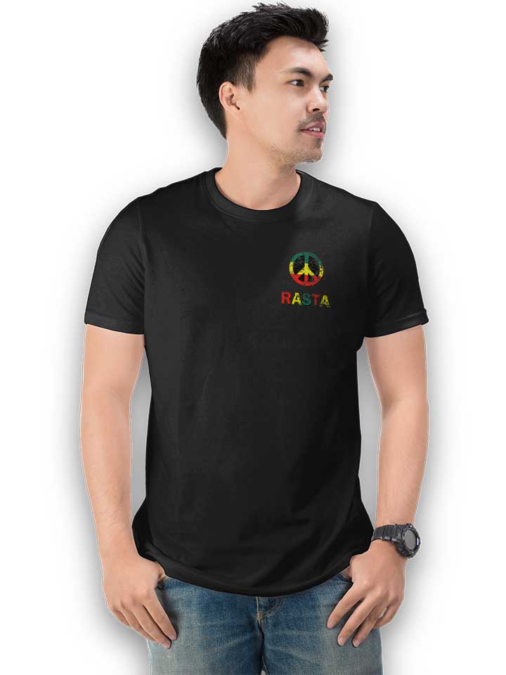 peace-rasta-vintage-chest-print-t-shirt schwarz 2