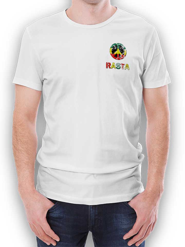 Peace Rasta Vintage Chest Print Camiseta blanco L