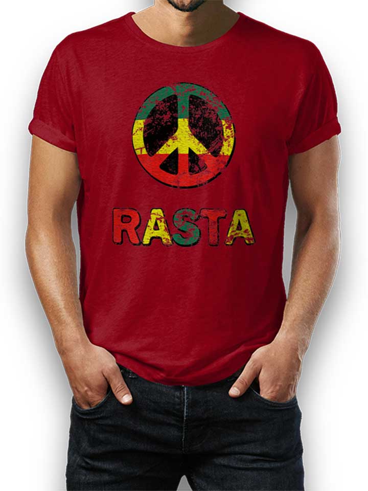 Peace Rasta Vintage T-Shirt bordeaux L