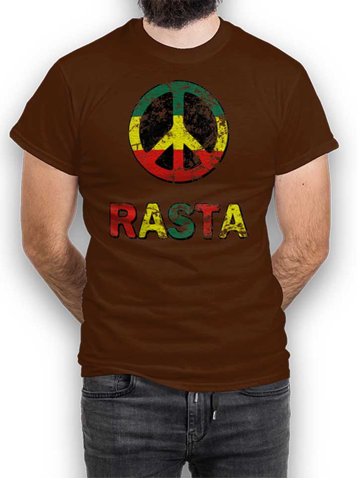 Peace Rasta Vintage T-Shirt marrone L