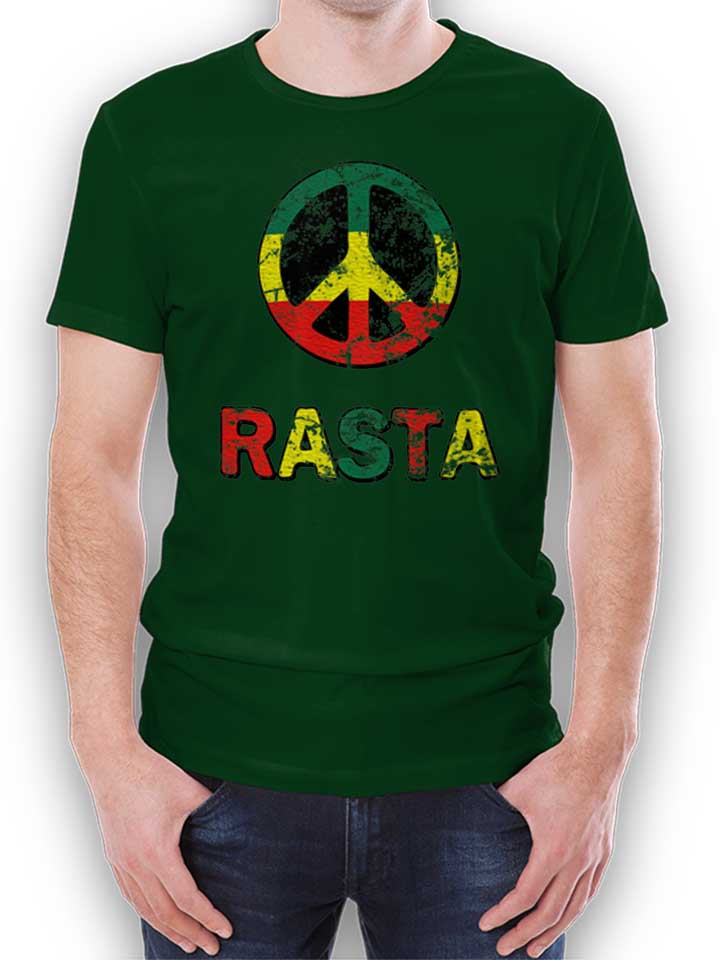 Peace Rasta Vintage T-Shirt dunkelgruen L