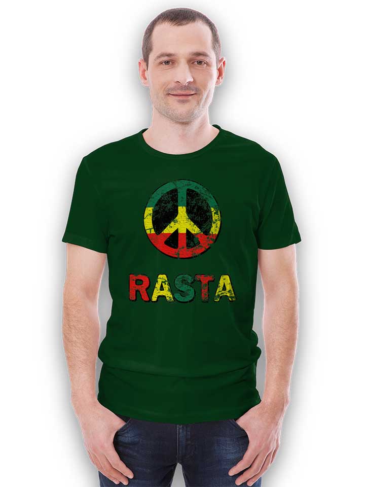 peace-rasta-vintage-t-shirt dunkelgruen 2
