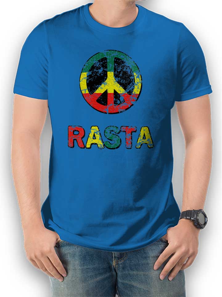 Peace Rasta Vintage T-Shirt blu-royal L