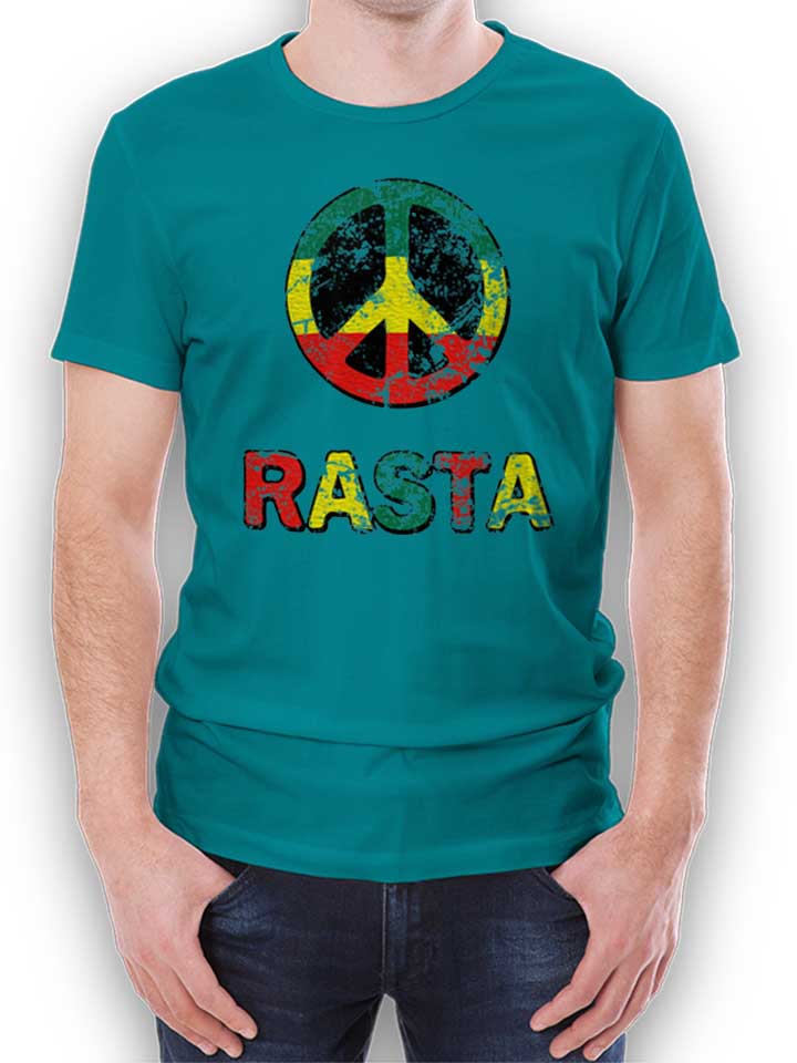 Peace Rasta Vintage T-Shirt tuerkis L