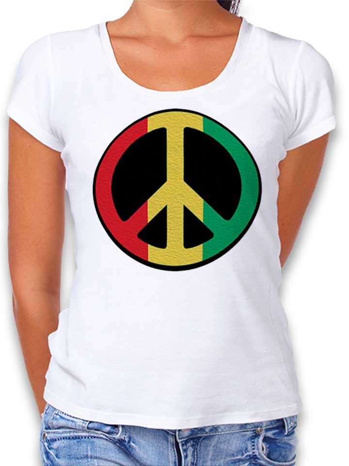 Peace Rastafari Damen T-Shirt weiss L
