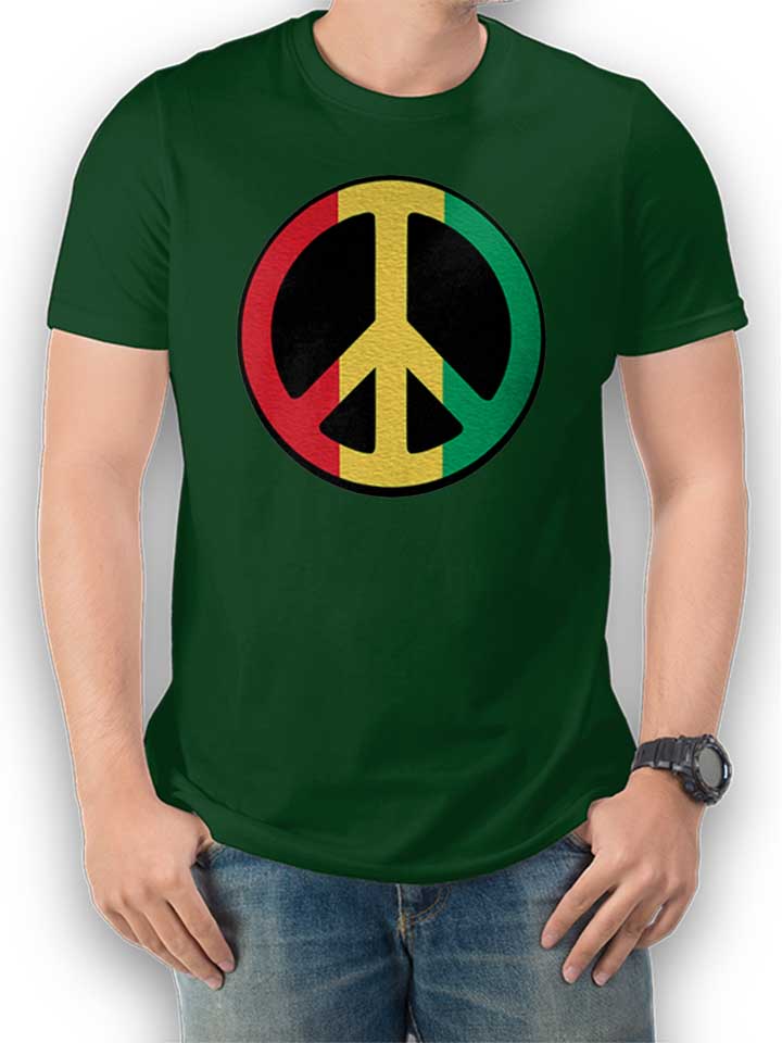 Peace Rastafari Camiseta verde-oscuro L