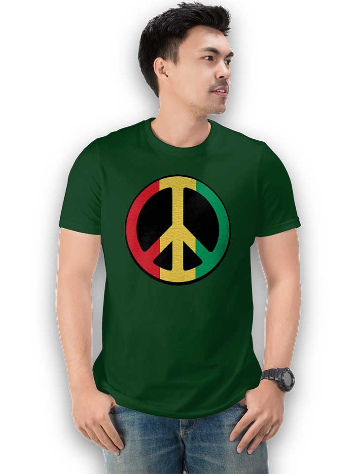 peace-rastafari-t-shirt dunkelgruen 2