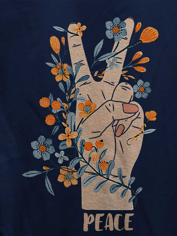 peace-sign-flowers-damen-t-shirt dunkelblau 4