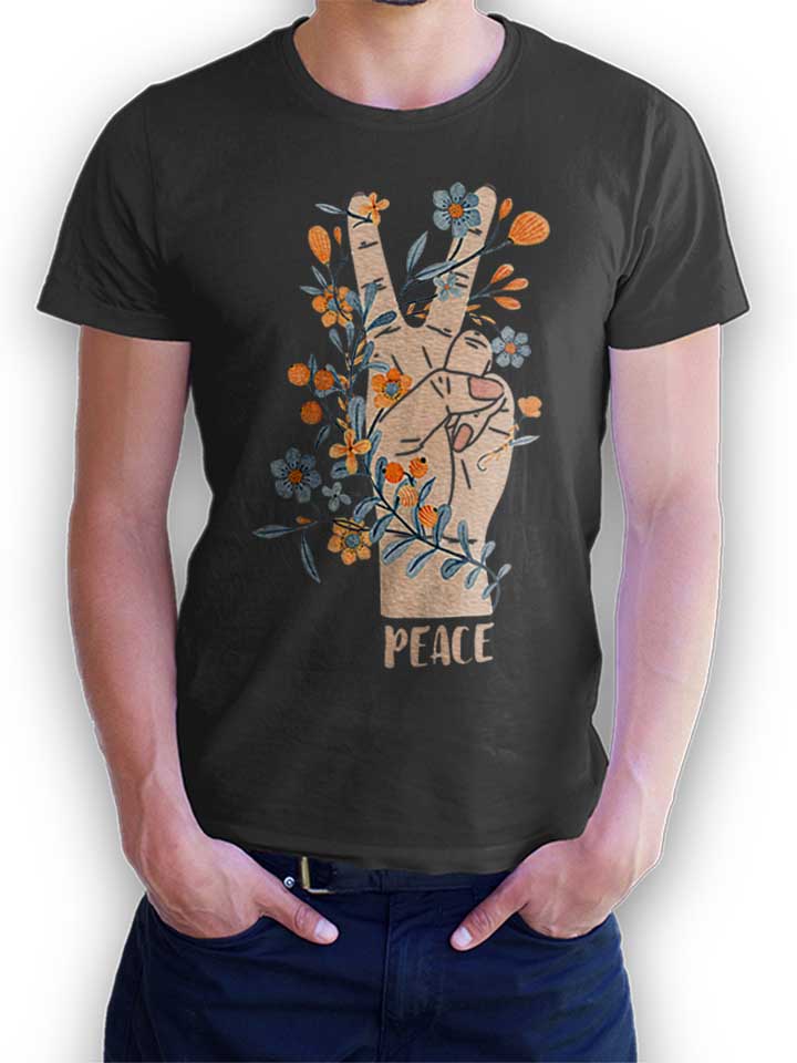 Peace Sign Flowers T-Shirt grigio-scuro L