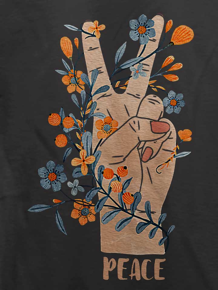 peace-sign-flowers-t-shirt dunkelgrau 4