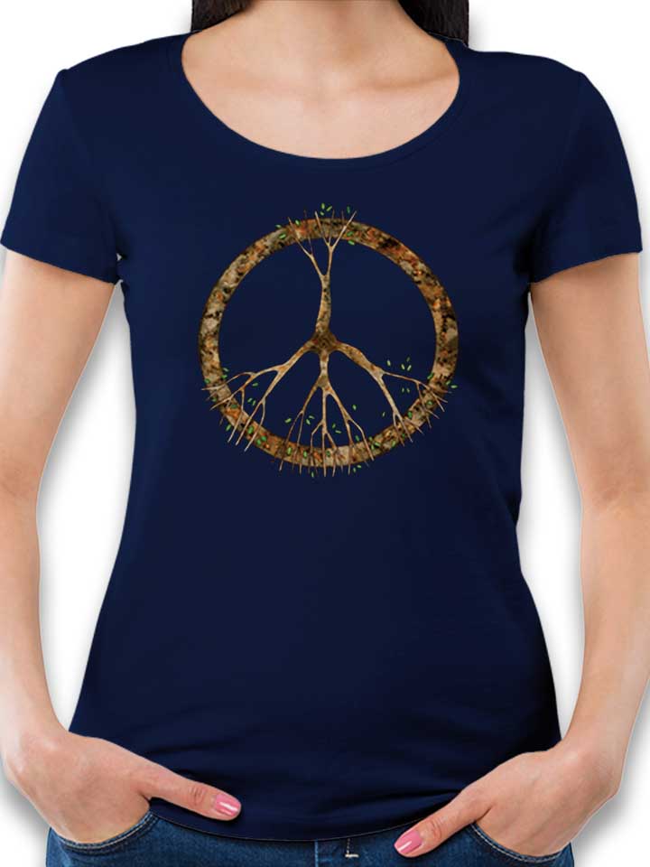 Peace Tree Damen T-Shirt dunkelblau L