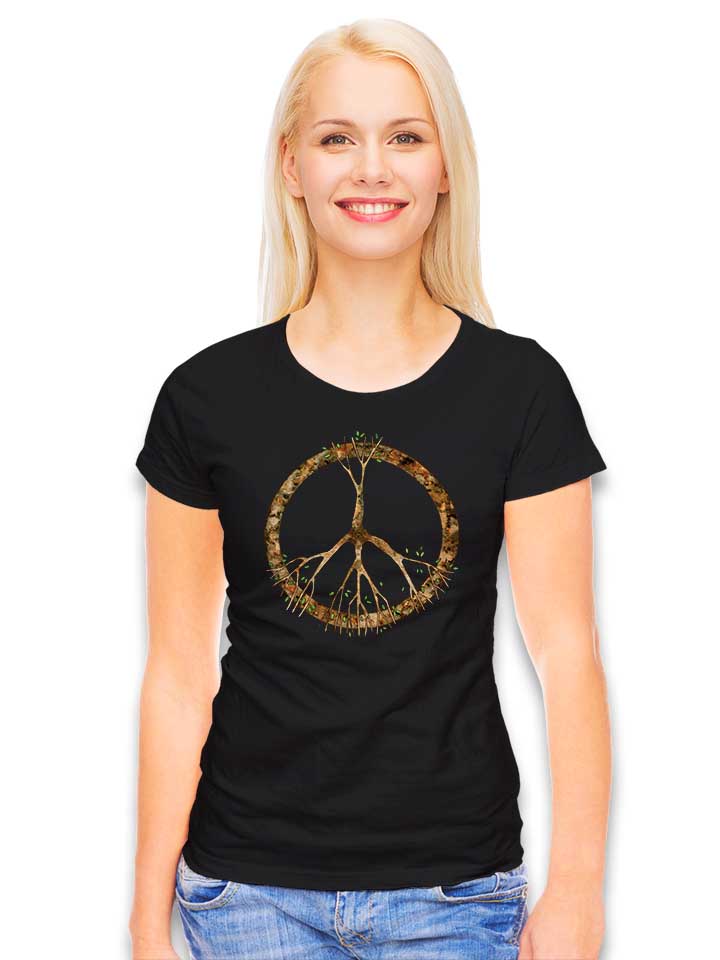 peace-tree-damen-t-shirt schwarz 2