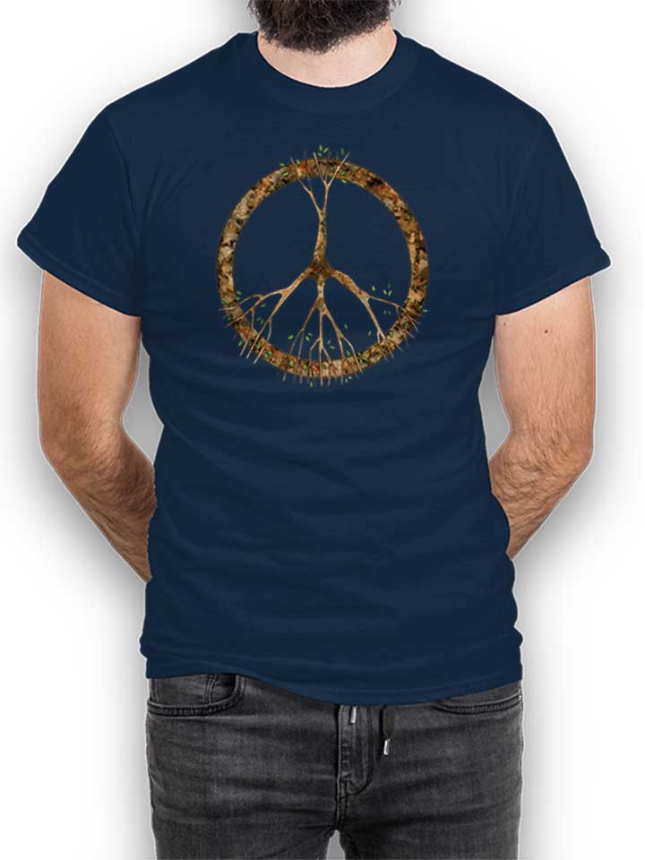 Peace Tree T-Shirt navy L