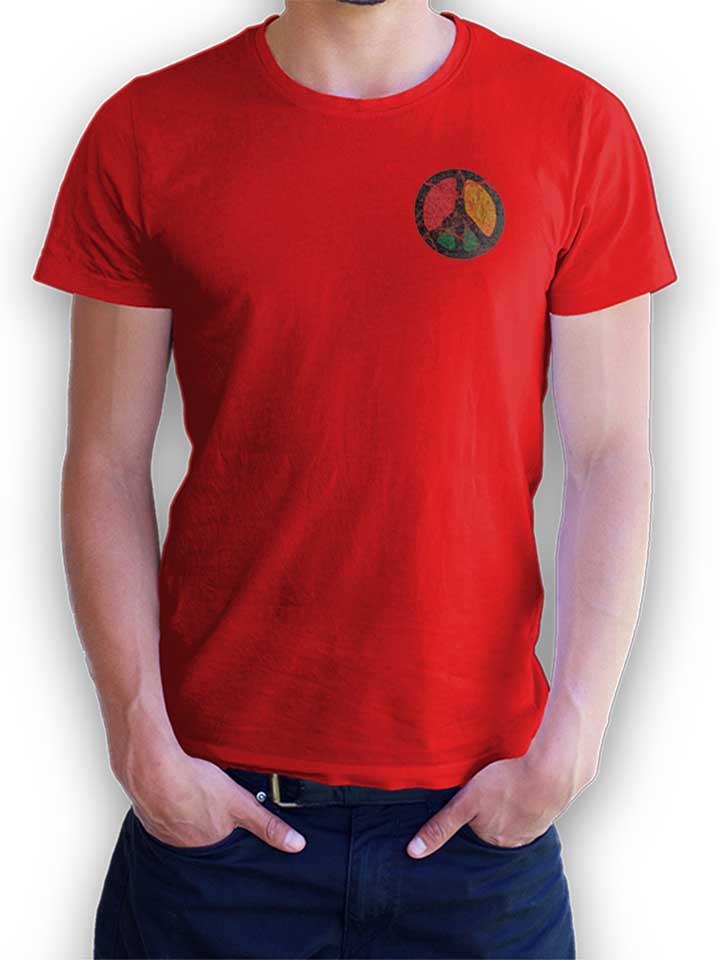 Peace Vintage Chest Print T-Shirt red L