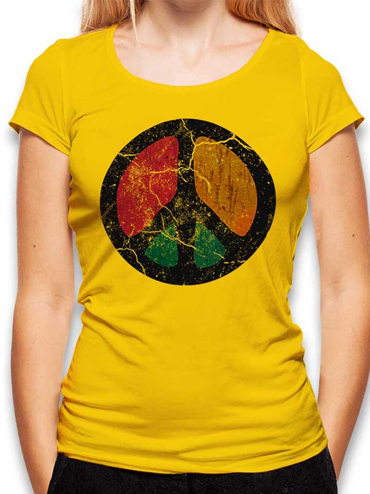 Peace Vintage Damen T-Shirt gelb L