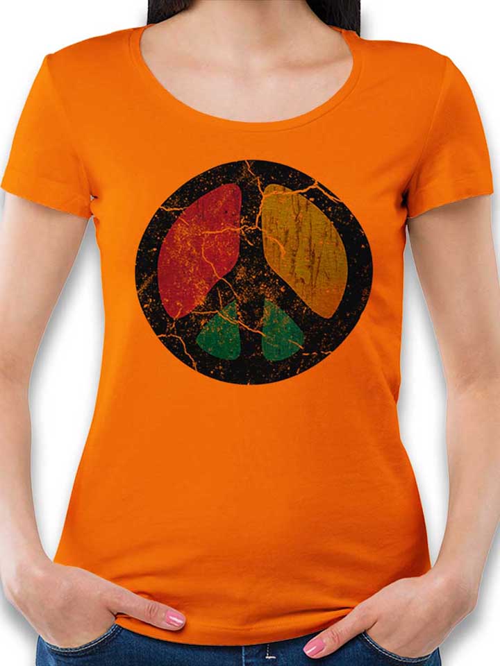 Peace Vintage Damen T-Shirt orange L