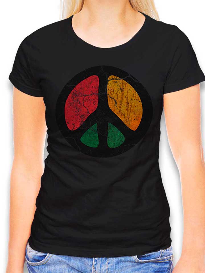Peace Vintage Damen T-Shirt schwarz L