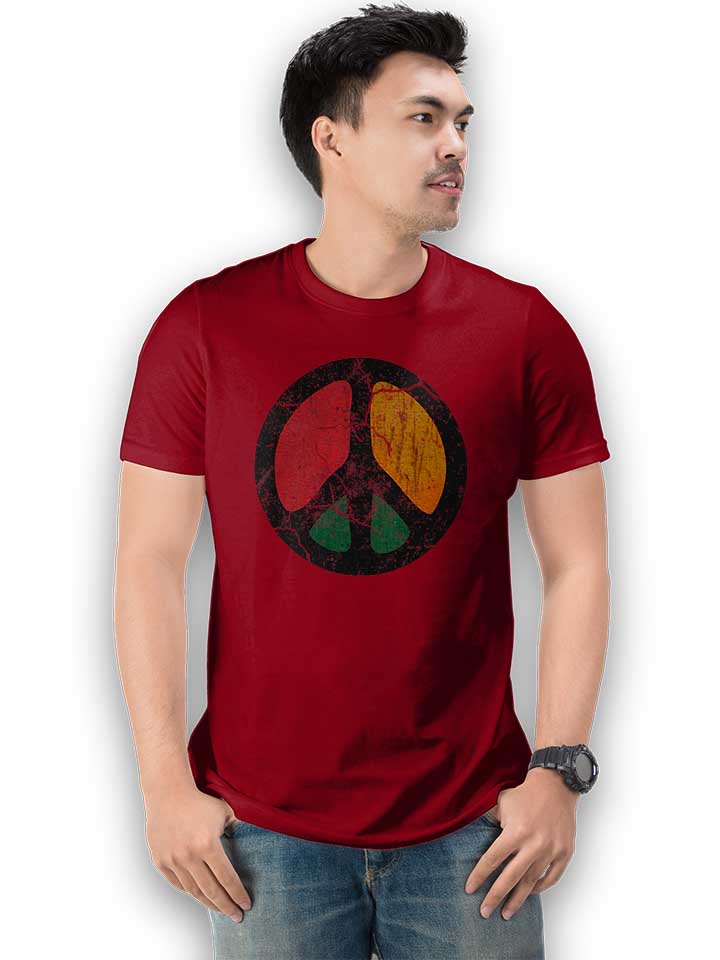 peace-vintage-t-shirt bordeaux 2