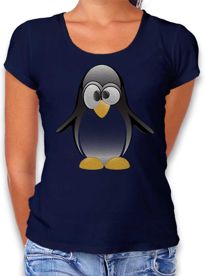 Penguin Cartoon Womens T-Shirt deep-navy L