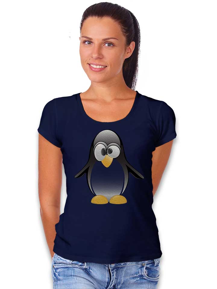penguin-cartoon-damen-t-shirt dunkelblau 2