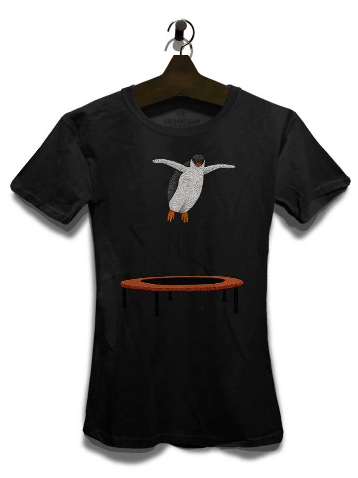 penguin-on-a-trampoline-damen-t-shirt schwarz 3